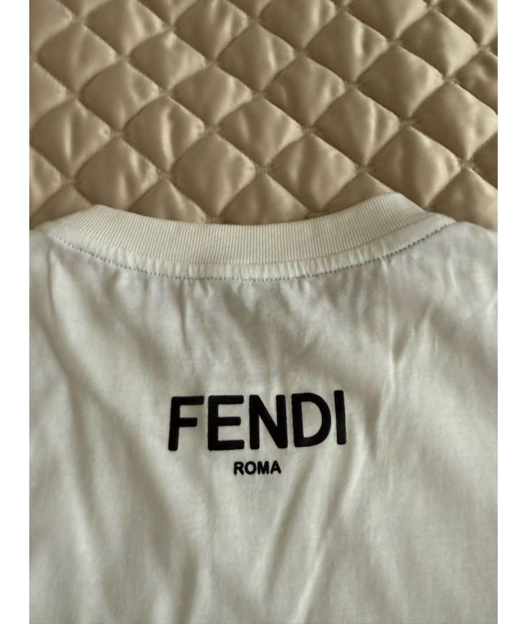 FENDI Белая хлопковая футболка, фото 4