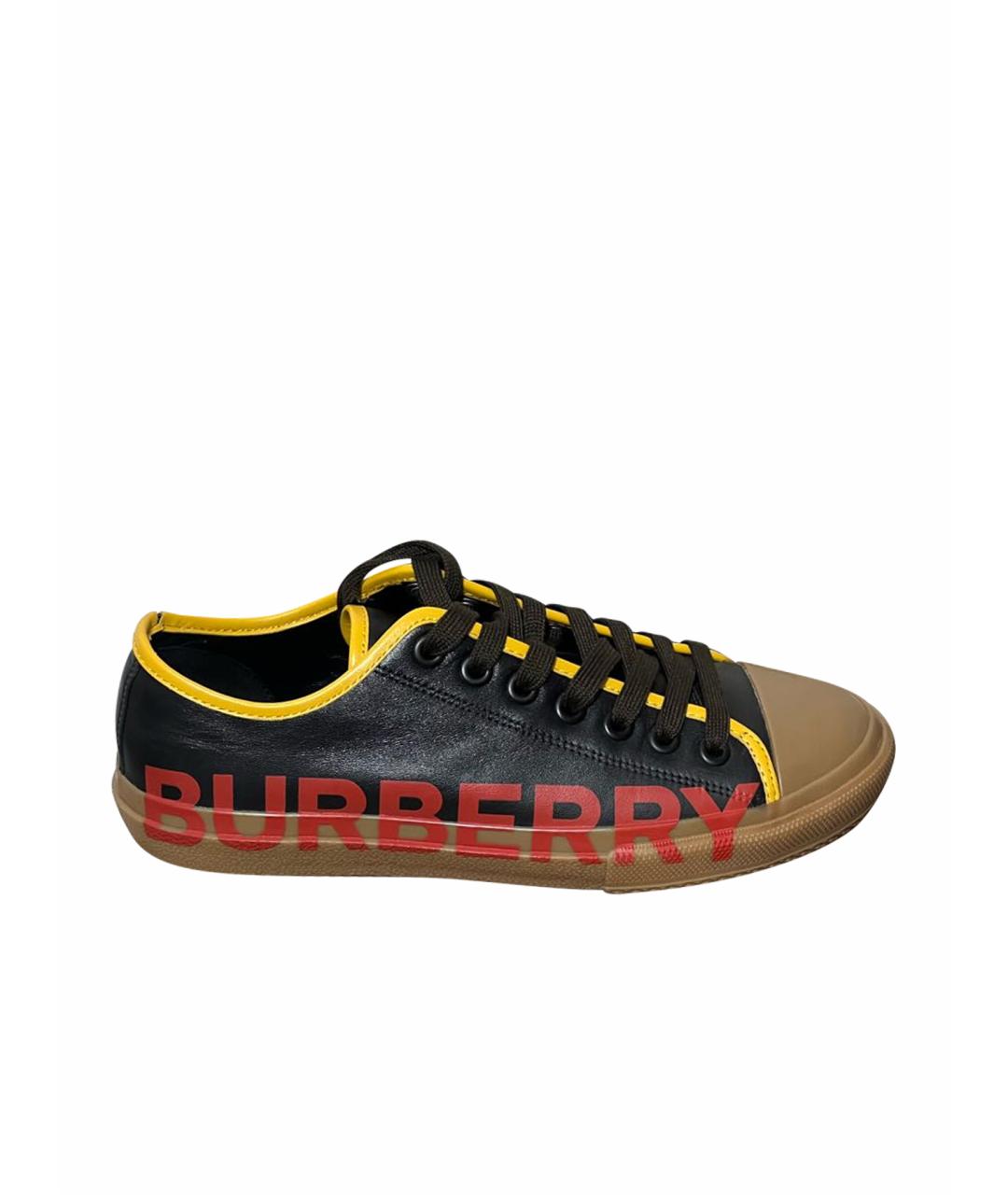 BURBERRY Черные низкие кроссовки / кеды из искусственной кожи, фото 1