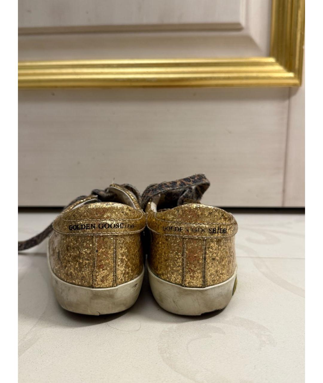 GOLDEN GOOSE DELUXE BRAND Золотые кожаные кеды, фото 4
