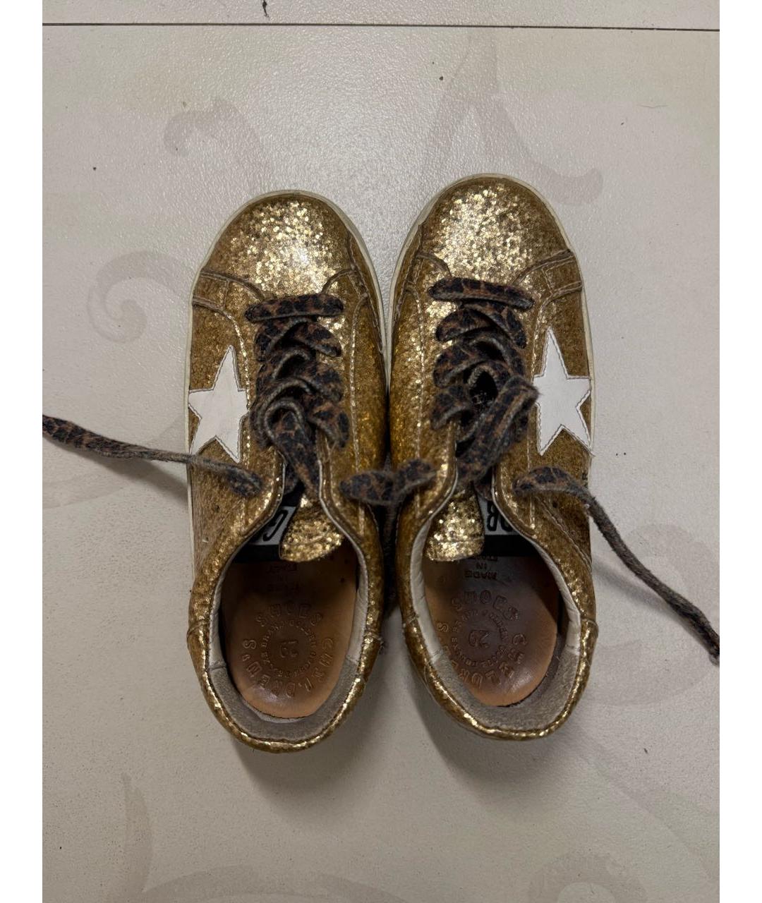 GOLDEN GOOSE DELUXE BRAND Золотые кожаные кеды, фото 3