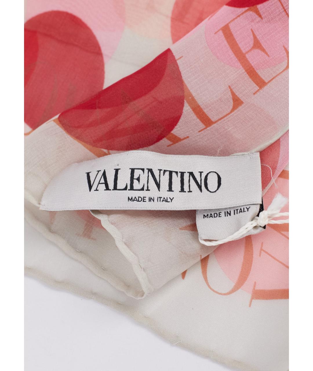 VALENTINO Розовый шелковый шарф, фото 3