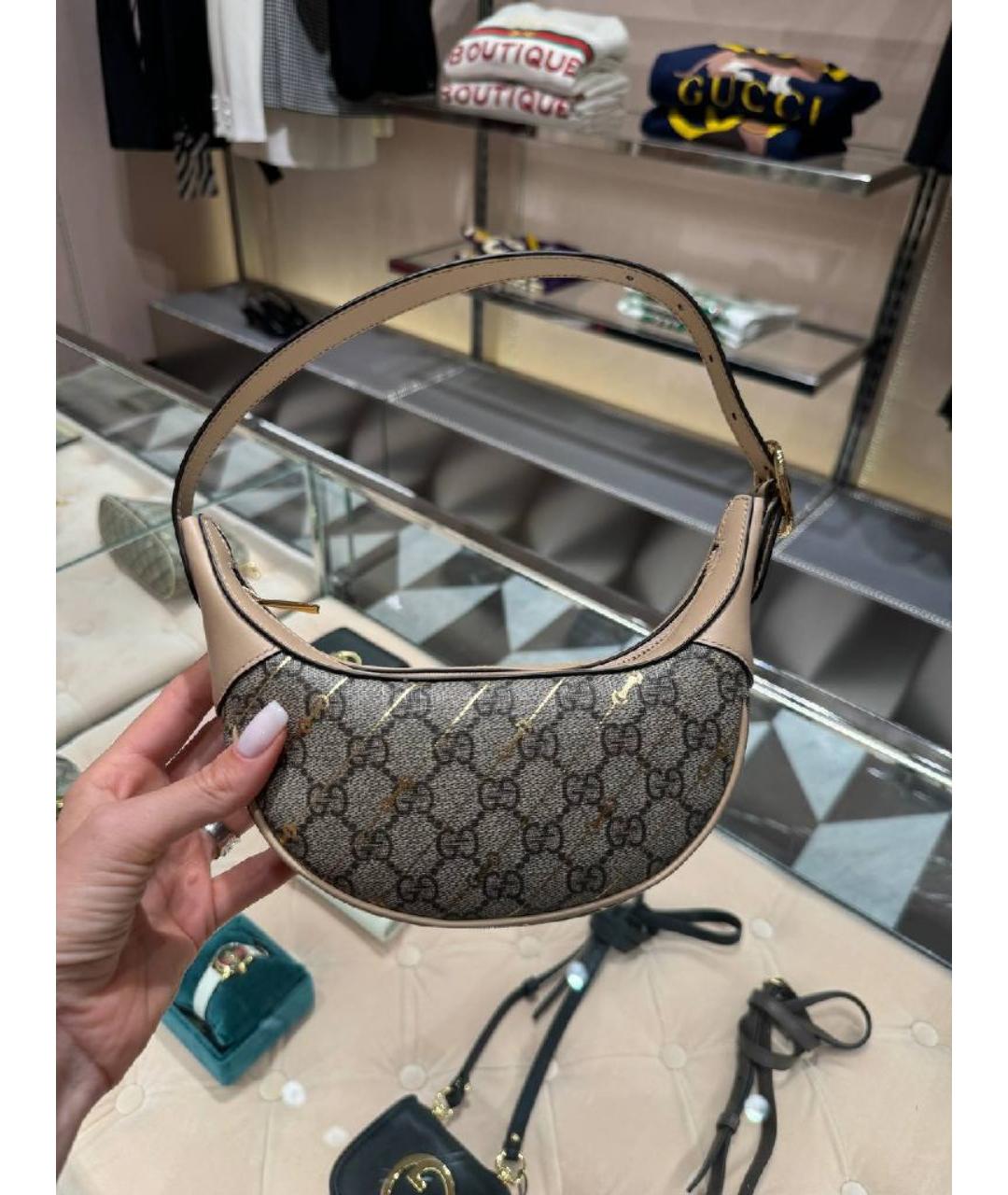 GUCCI Бежевая сумка с короткими ручками, фото 2