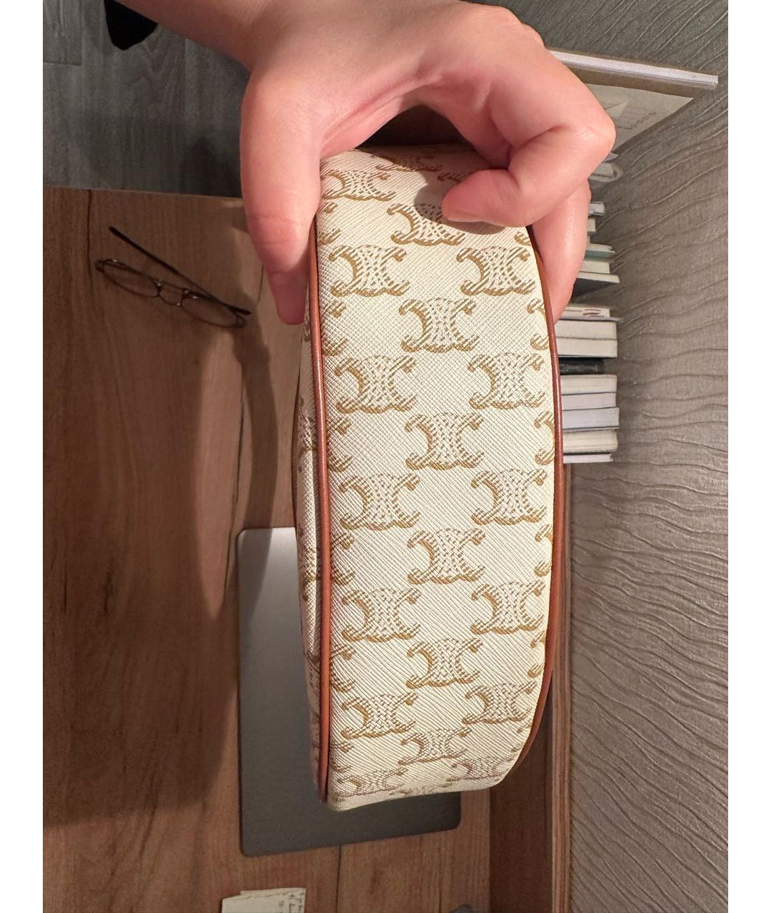 CELINE Бежевая кожаная сумка с короткими ручками, фото 6