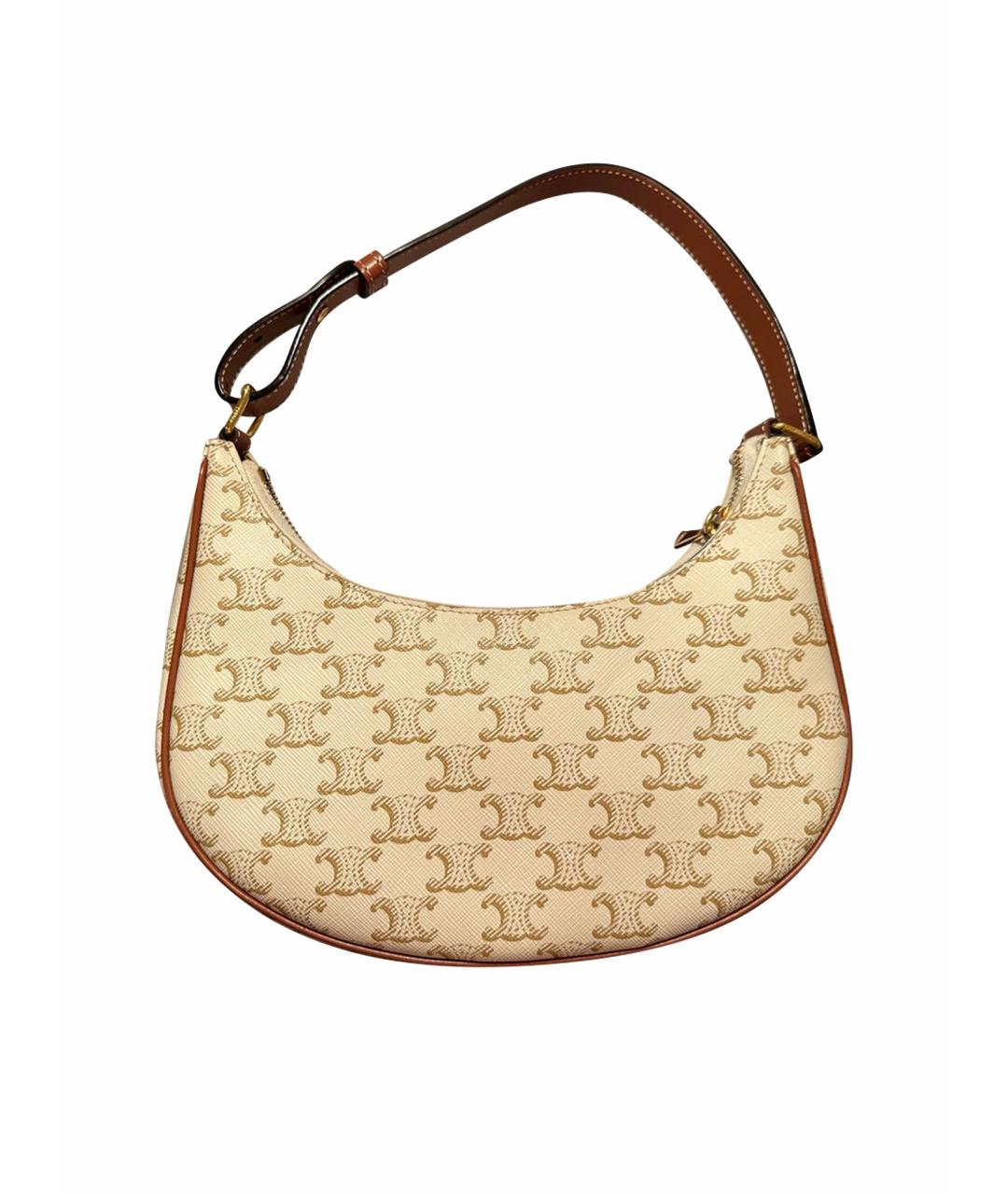 CELINE Бежевая кожаная сумка с короткими ручками, фото 1