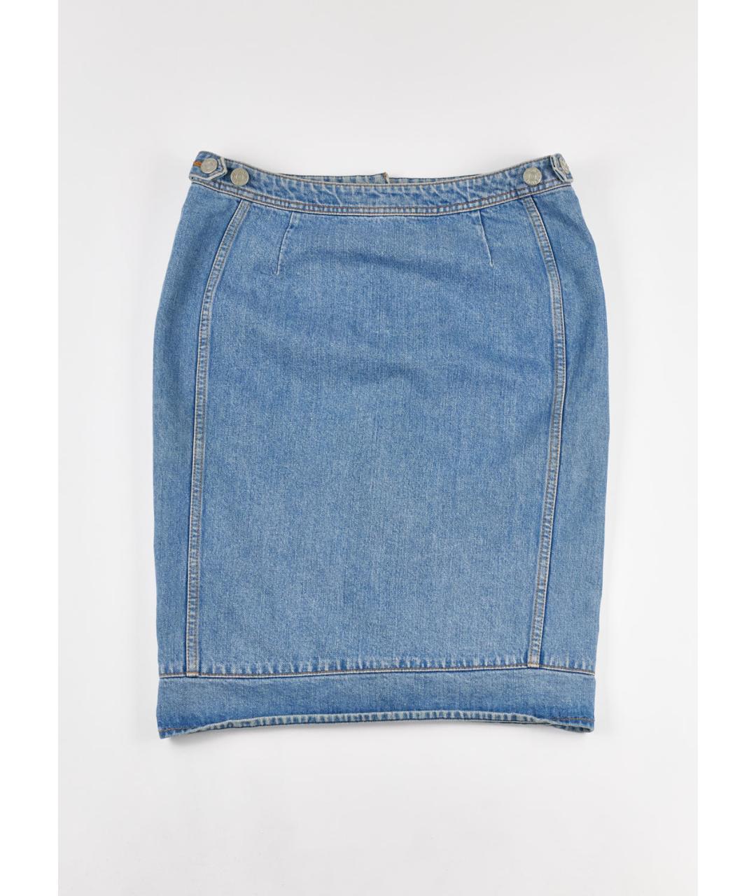 ACNE STUDIOS Голубая хлопковая юбка мини, фото 2