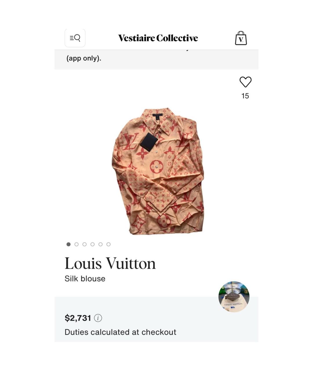 LOUIS VUITTON Коралловая шелковая рубашка, фото 8