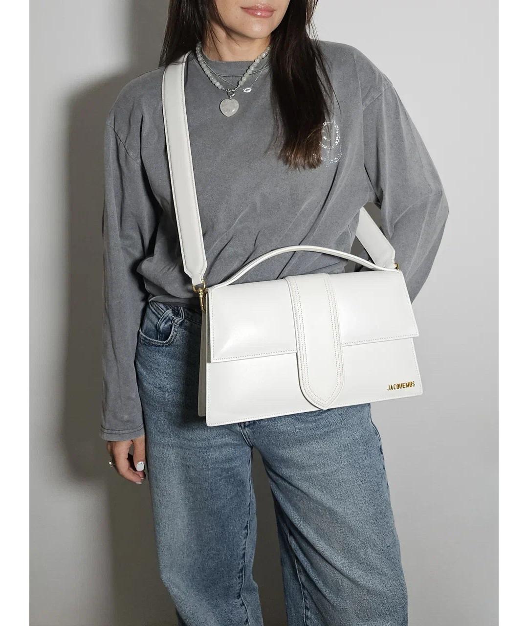 JACQUEMUS Белая кожаная сумка через плечо, фото 4