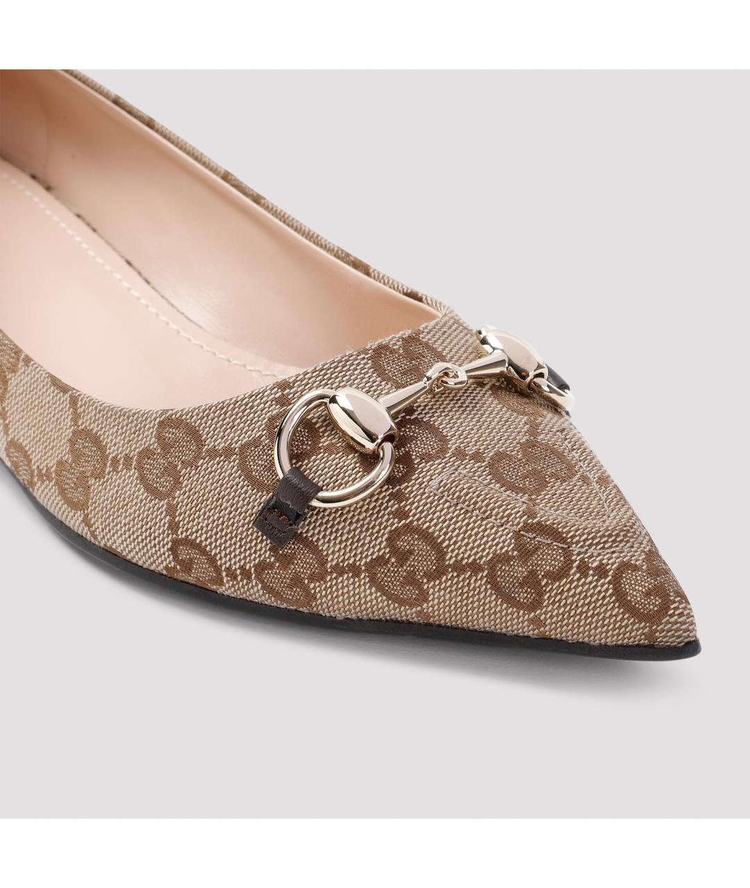 GUCCI Бежевые текстильные балетки, фото 6
