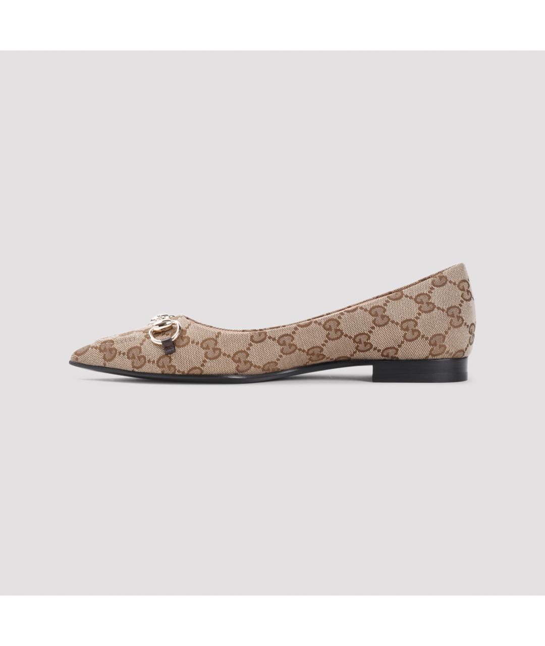 GUCCI Бежевые текстильные балетки, фото 4
