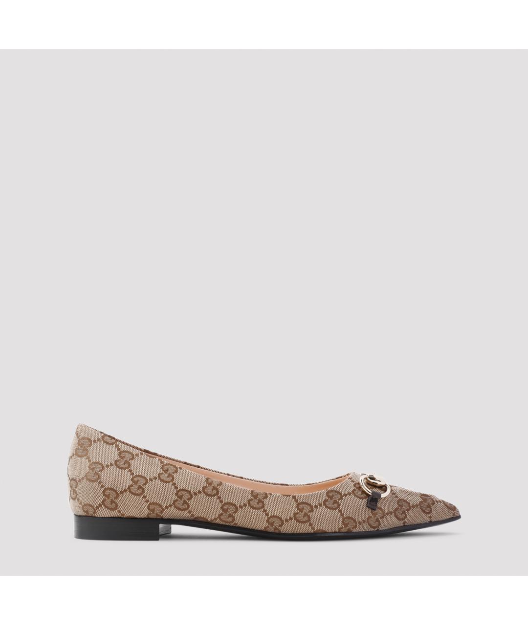 GUCCI Бежевые текстильные балетки, фото 2
