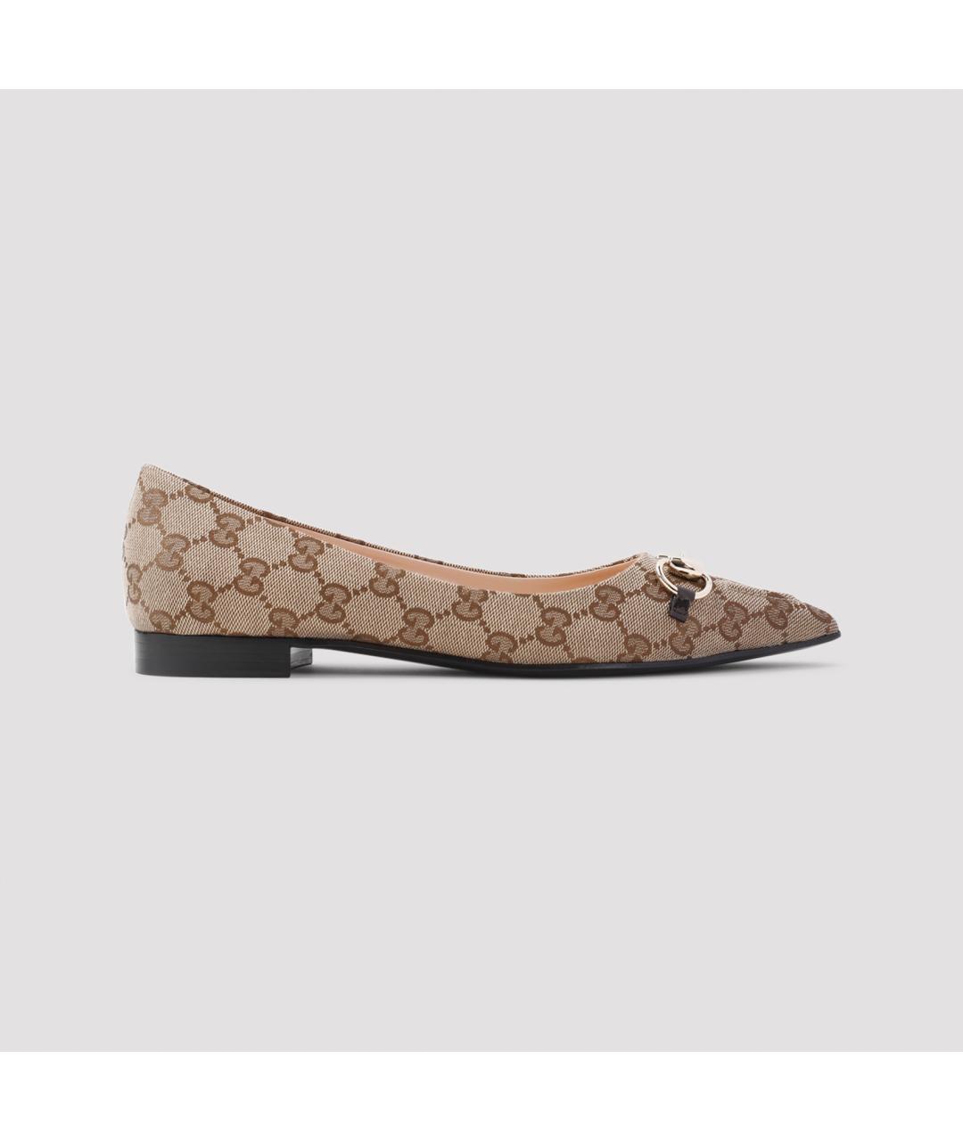 GUCCI Бежевые текстильные балетки, фото 3