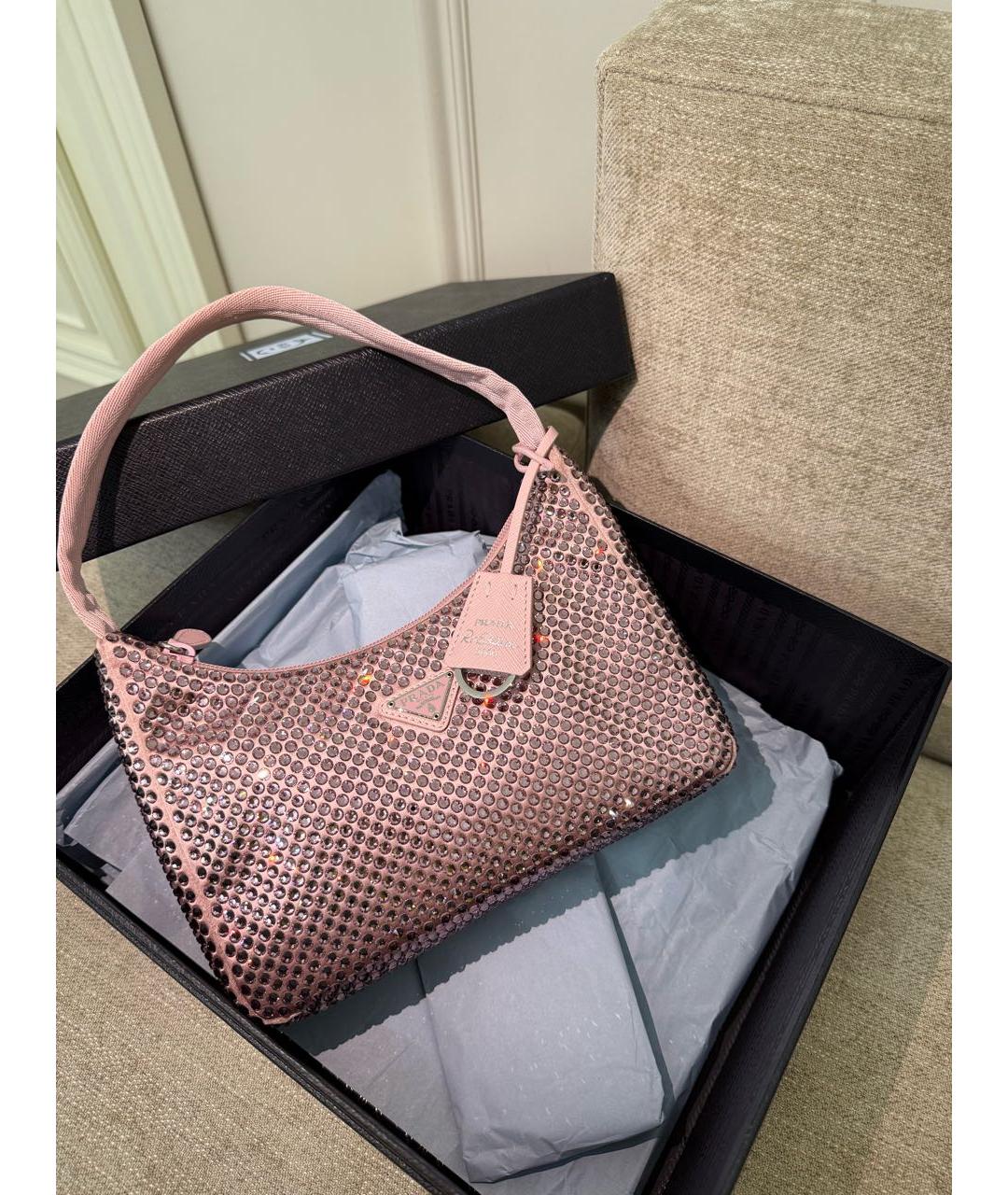PRADA Розовая синтетическая сумка с короткими ручками, фото 8