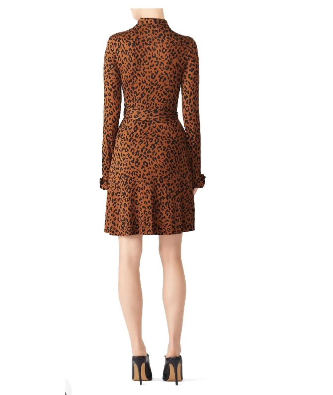 DIANE VON FURSTENBERG Коричневое шелковое повседневное платье, фото 8