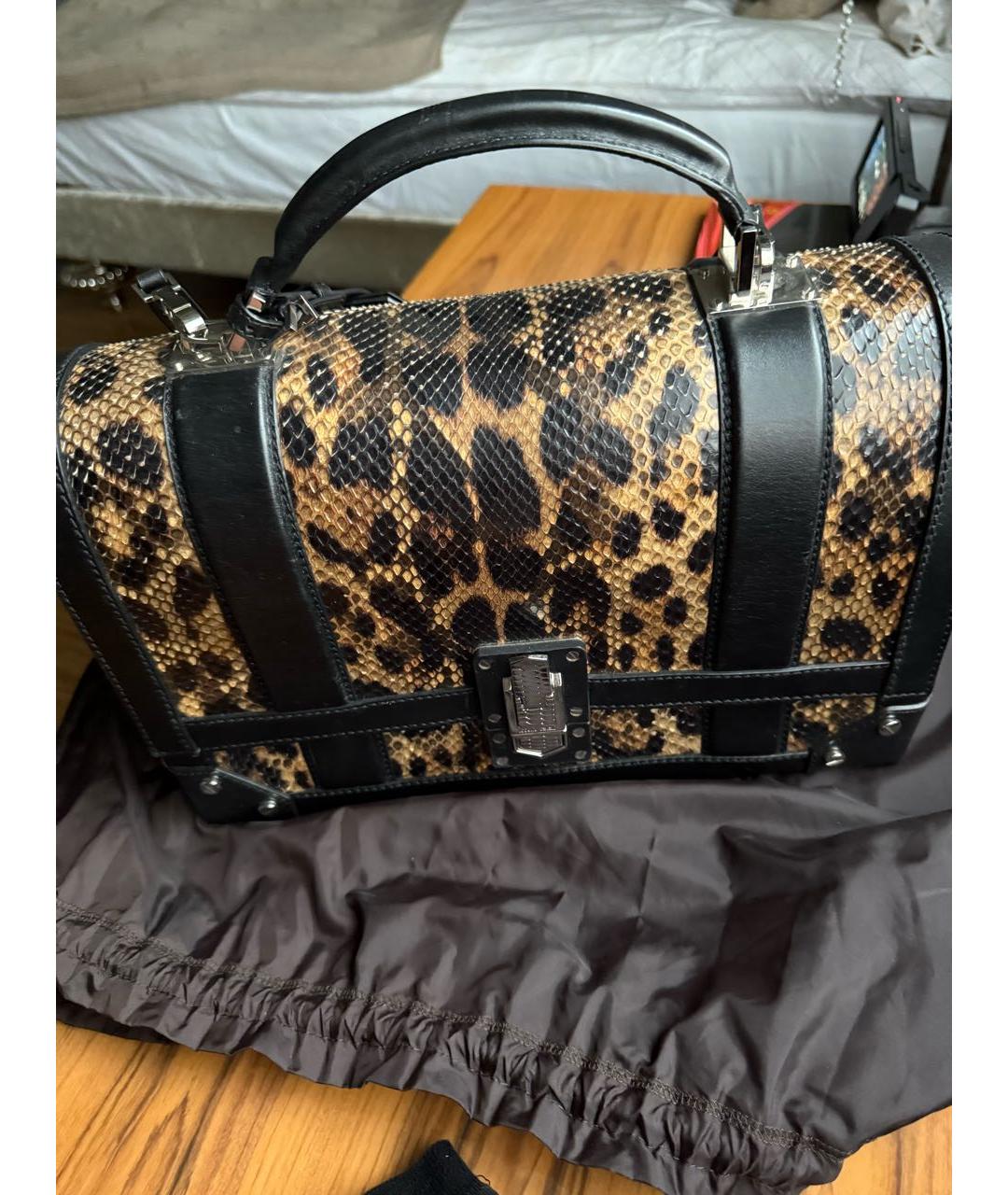 ROBERTO CAVALLI Коричневая сумка через плечо из экзотической кожи, фото 2