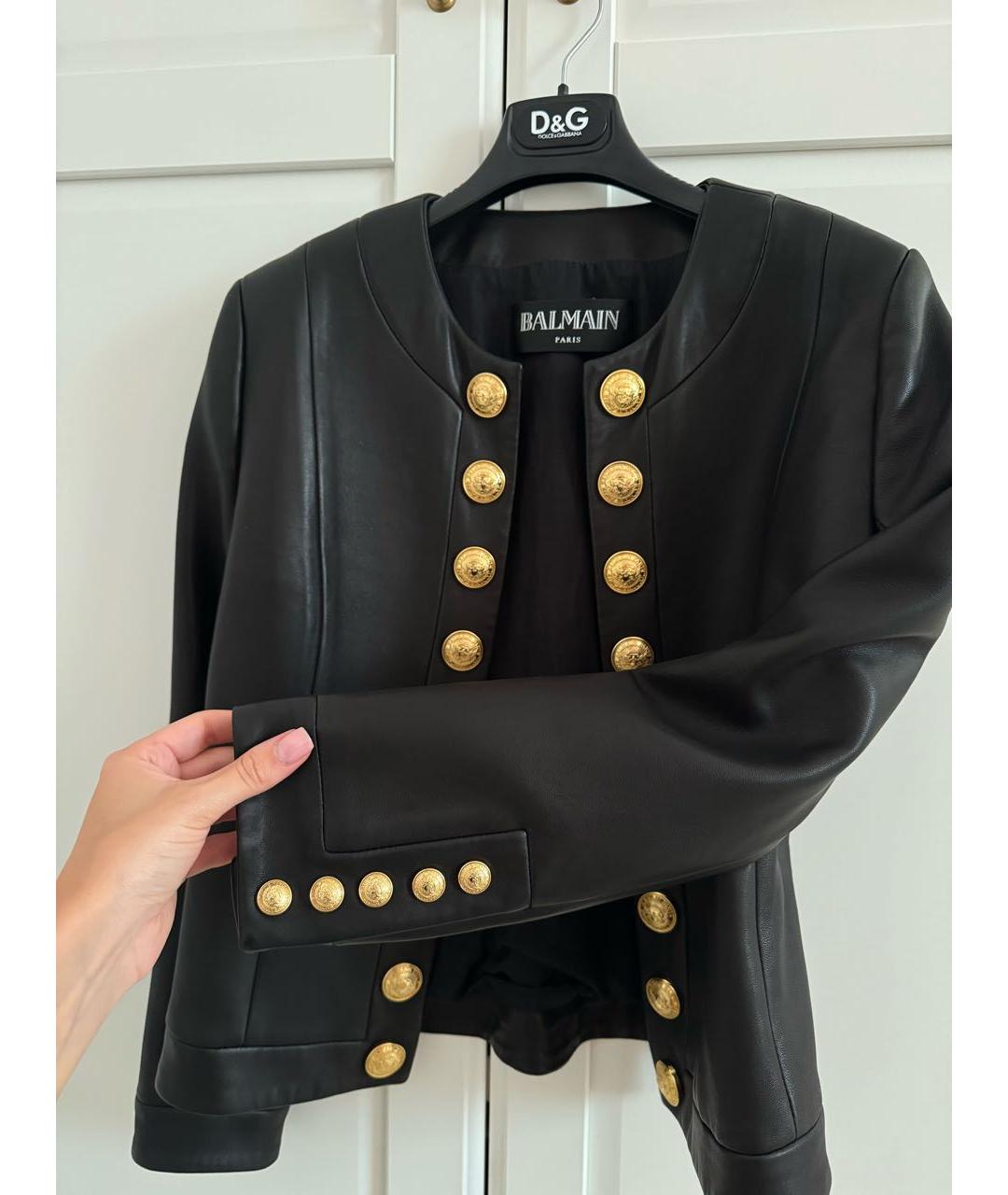 BALMAIN Черная кожаная куртка, фото 4