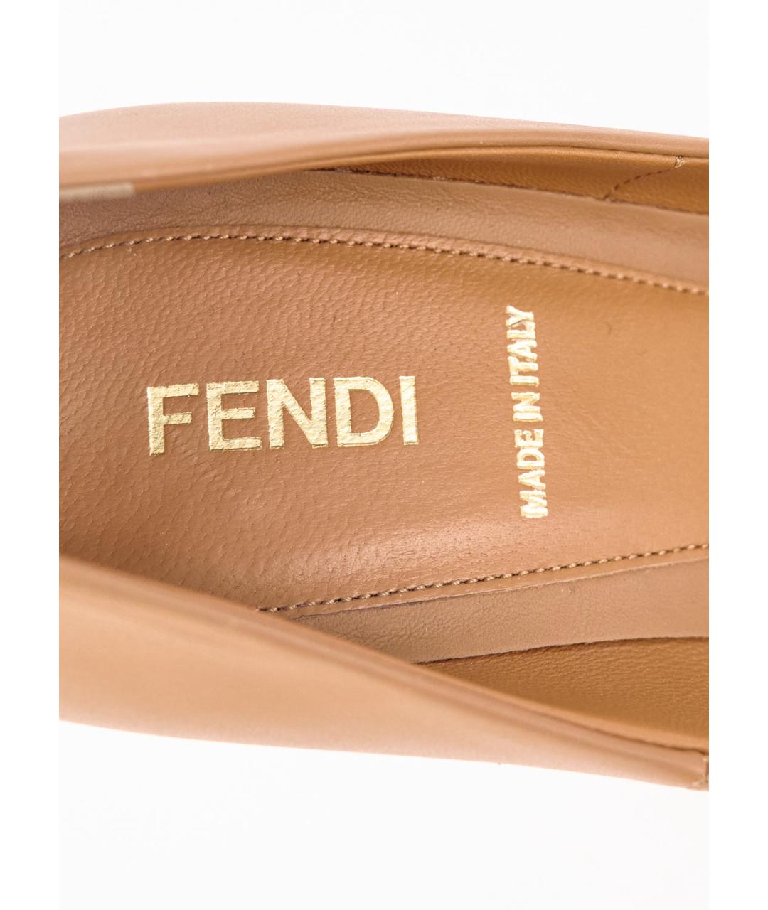 FENDI Бежевые кожаные туфли, фото 5