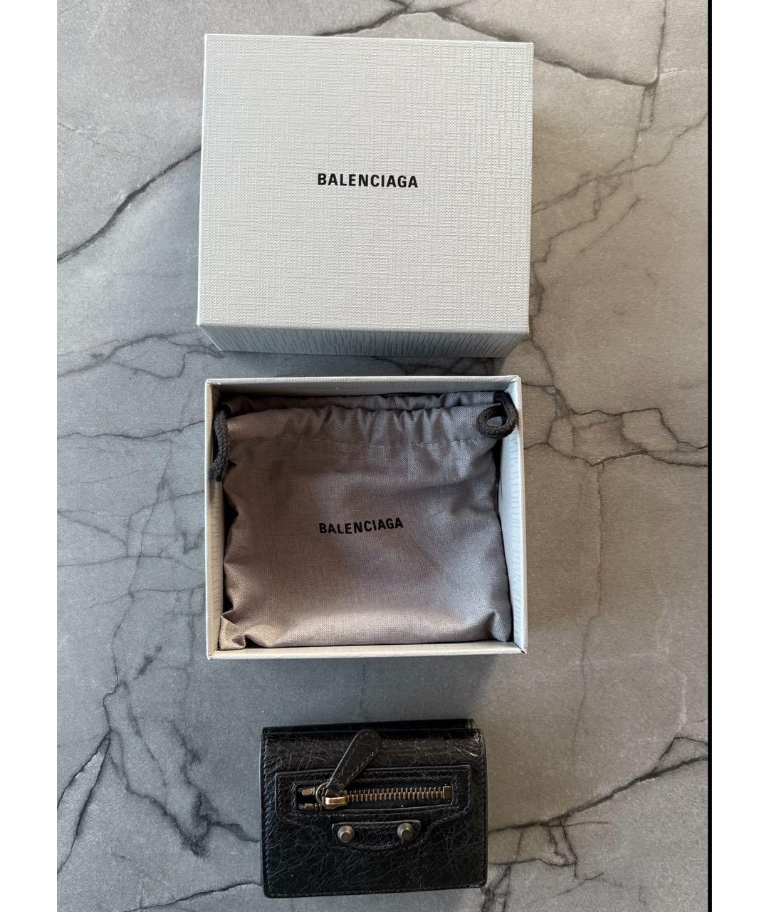BALENCIAGA Черный кожаный кошелек, фото 2