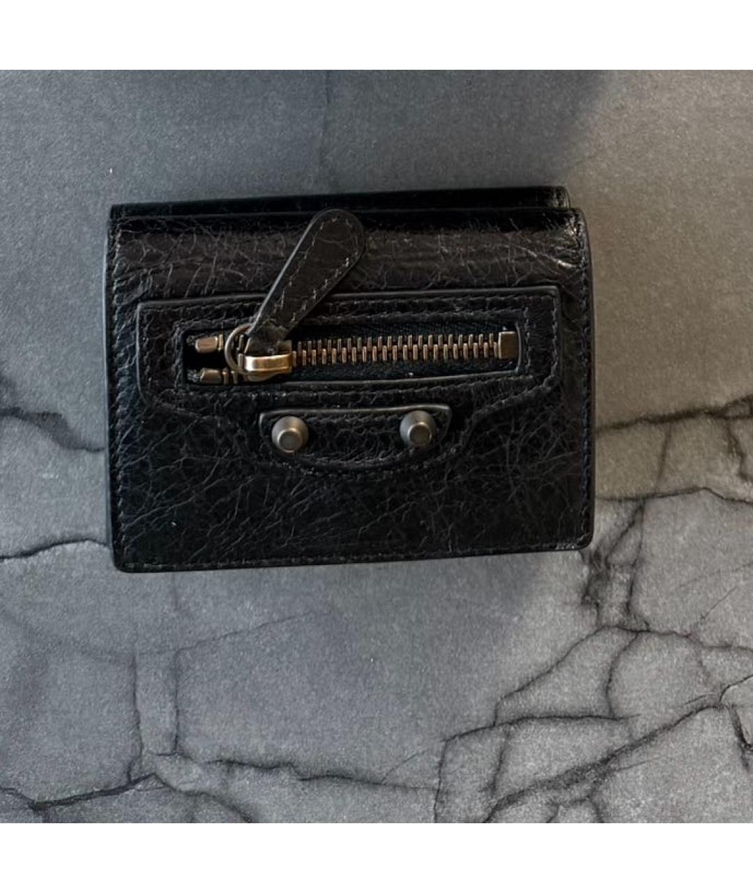 BALENCIAGA Черный кожаный кошелек, фото 6