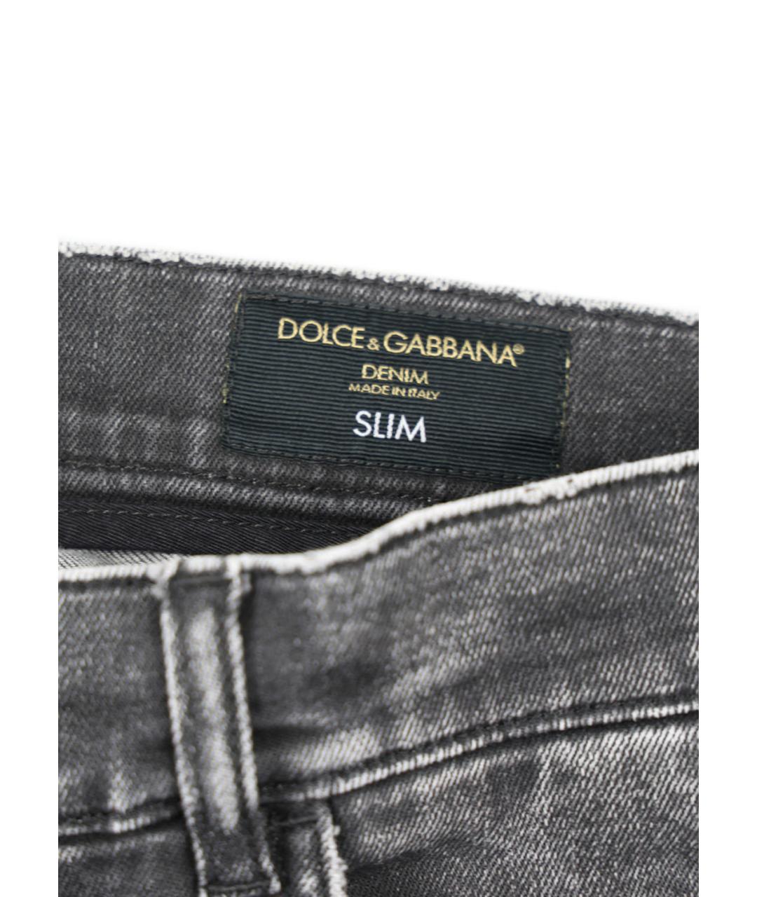 DOLCE&GABBANA Серые хлопко-эластановые джинсы скинни, фото 4