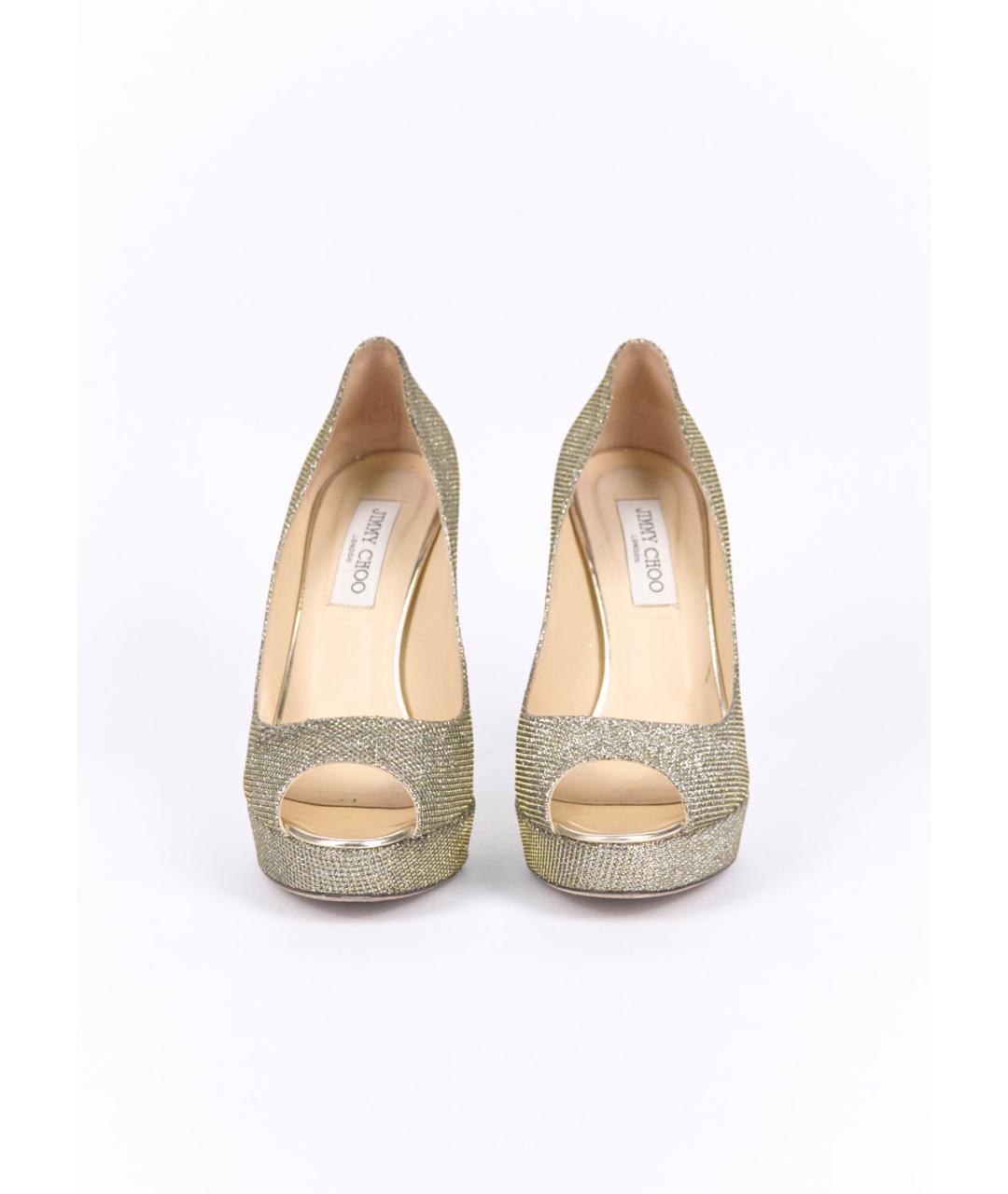 JIMMY CHOO Золотые текстильные туфли, фото 3