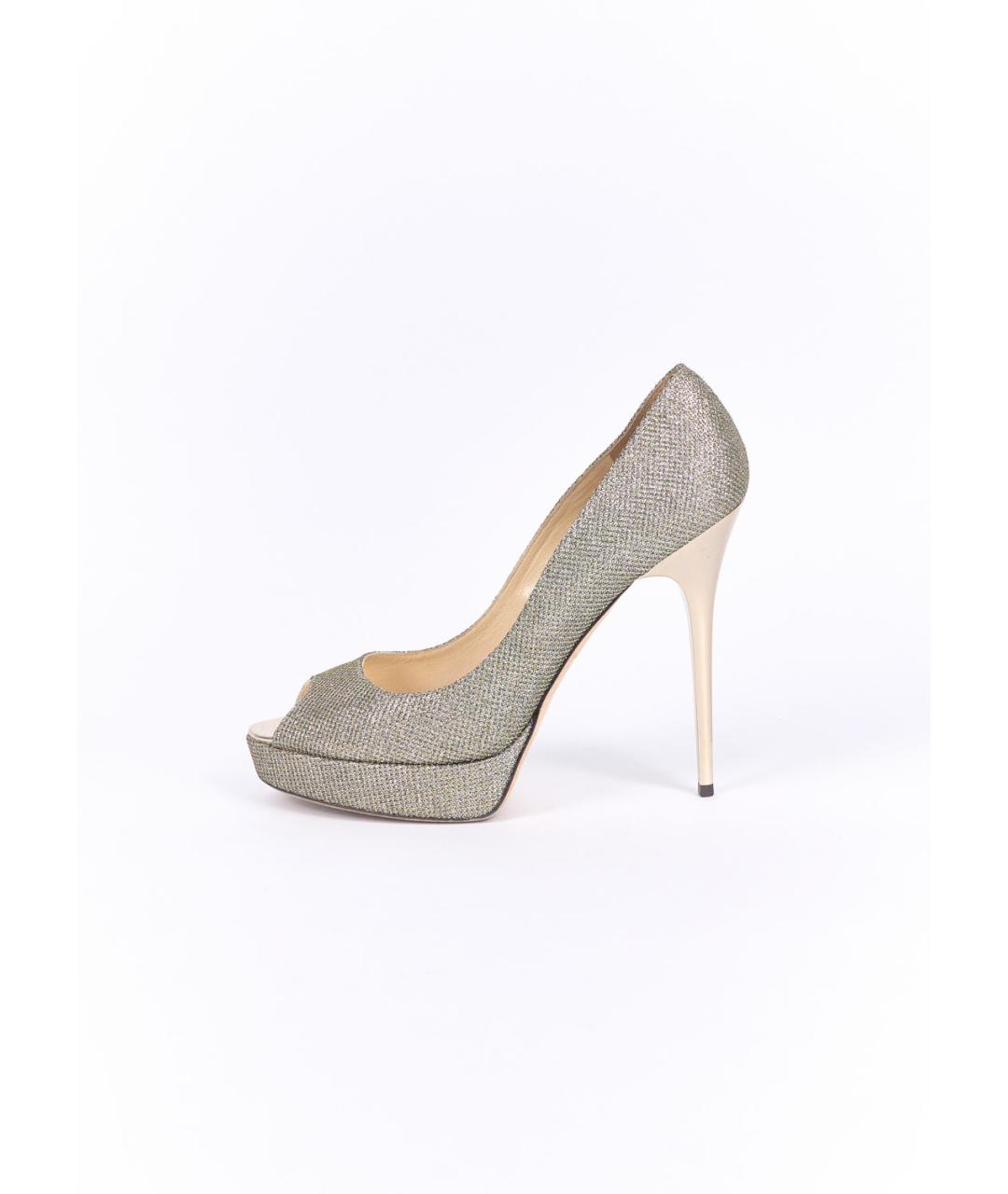 JIMMY CHOO Золотые текстильные туфли, фото 7