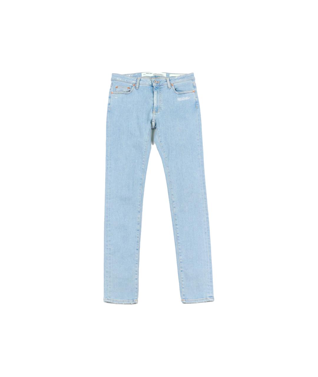 OFF-WHITE Голубые хлопко-эластановые джинсы слим, фото 1