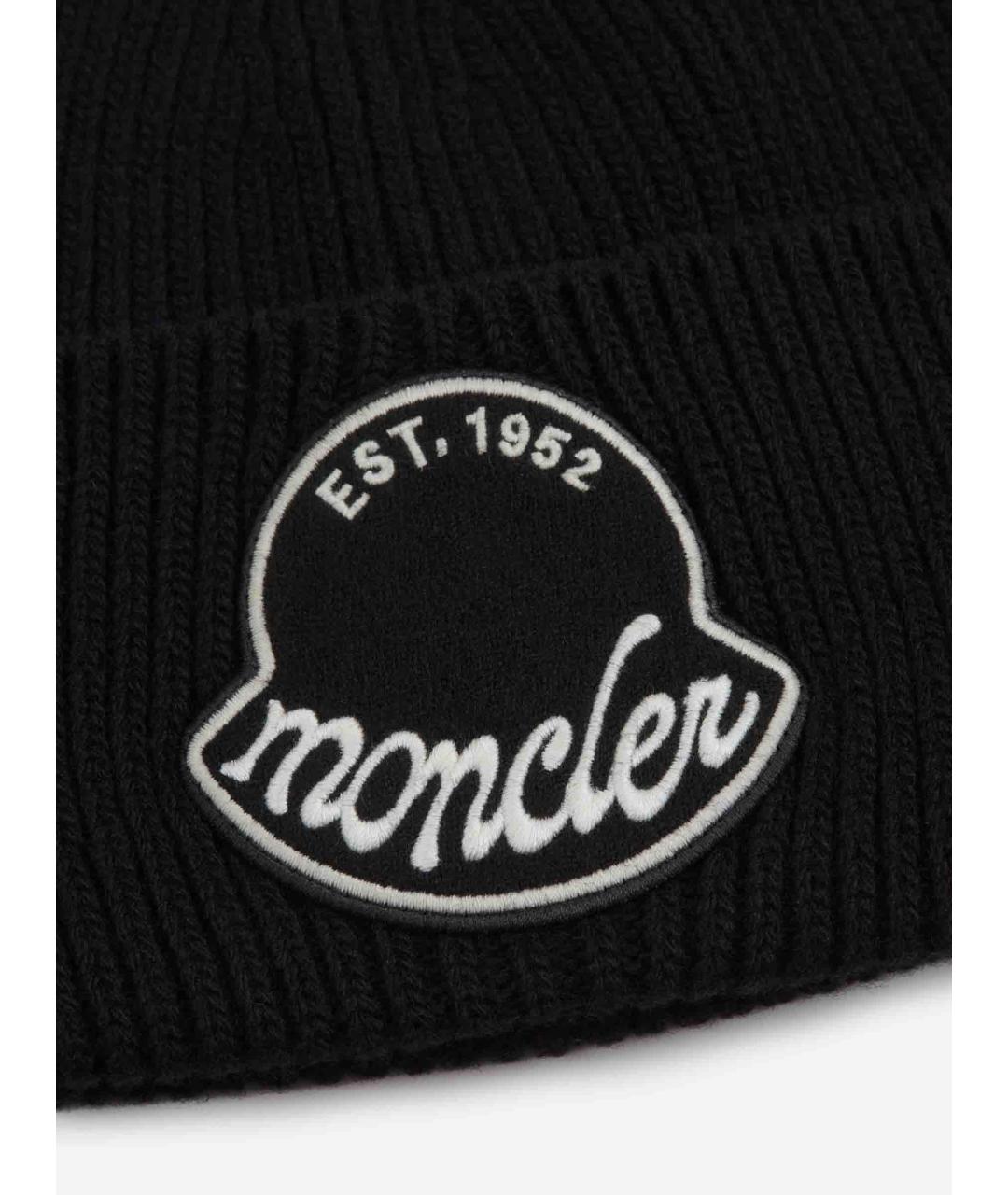 MONCLER Черная шерстяная шапка, фото 3
