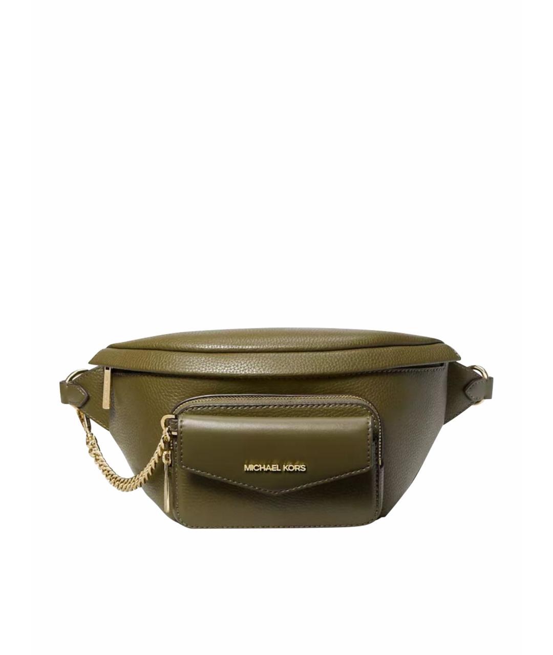 MICHAEL KORS Хаки кожаная поясная сумка, фото 1