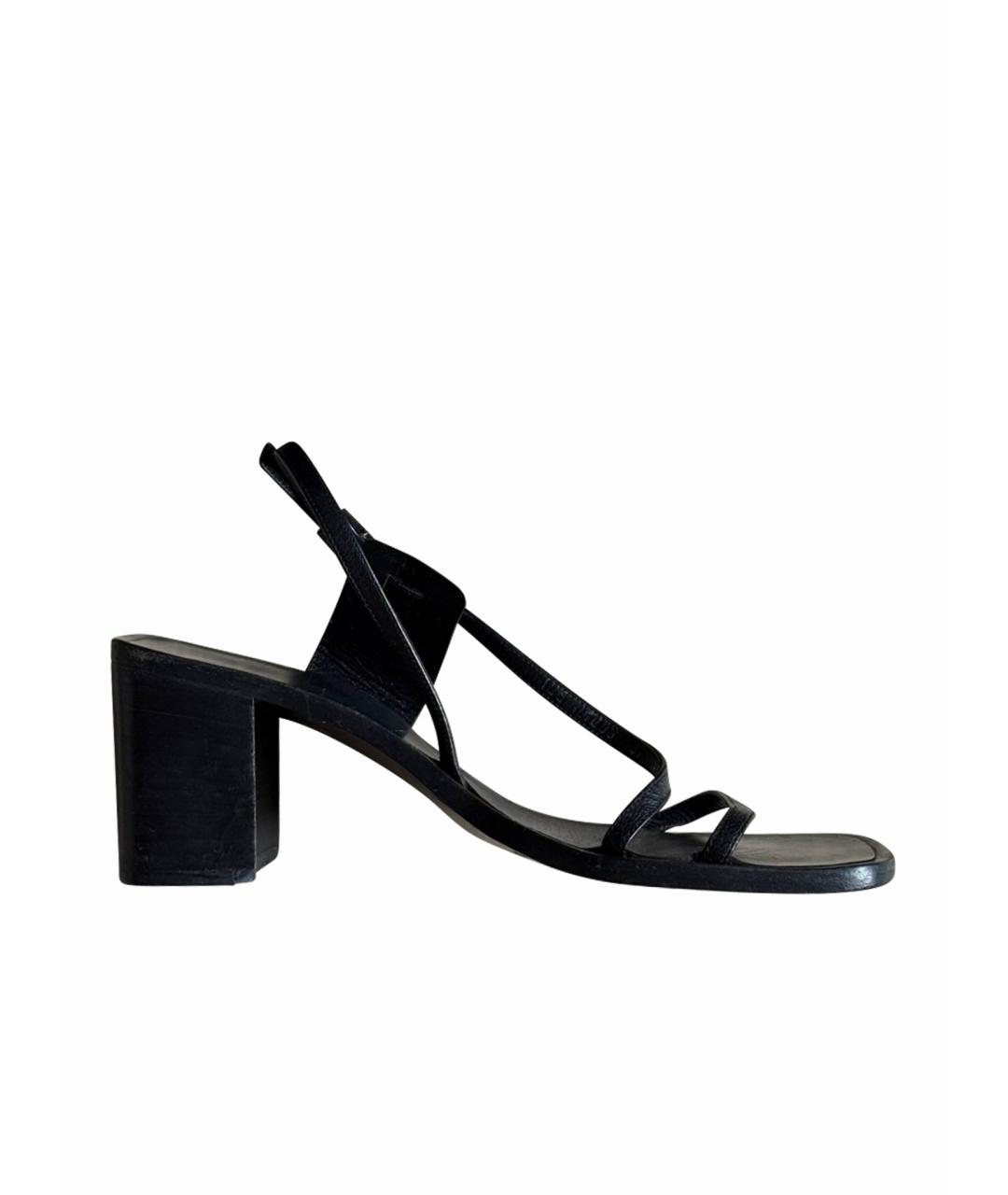 GUCCI Черные кожаные босоножки, фото 1