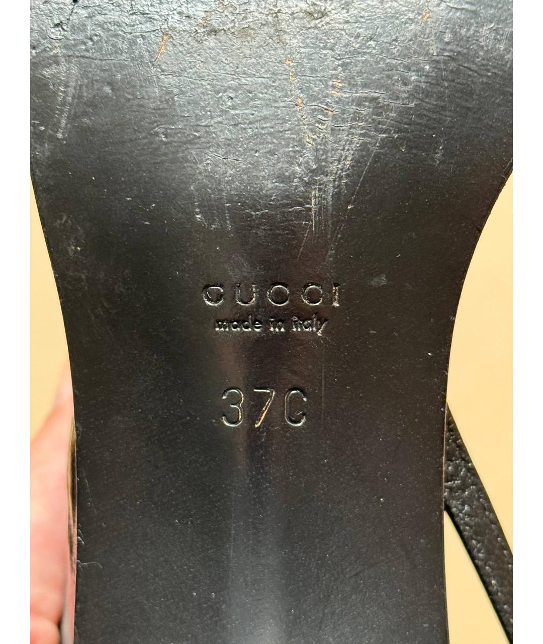 GUCCI Черные кожаные босоножки, фото 4