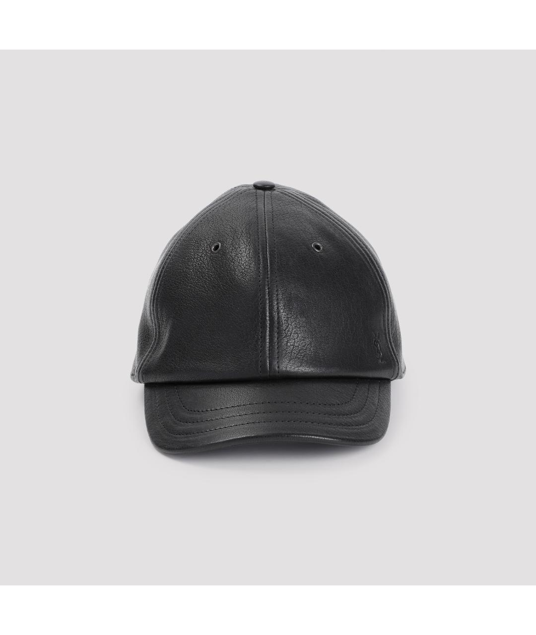 SAINT LAURENT Черная кожаная кепка, фото 2