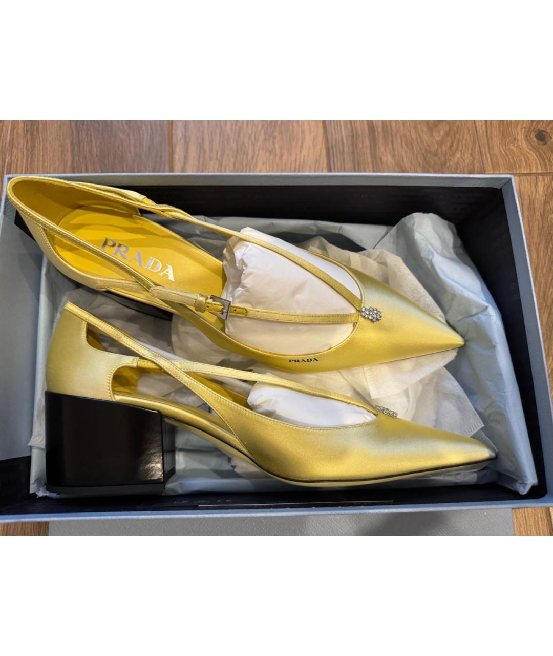PRADA Желтые текстильные туфли, фото 7
