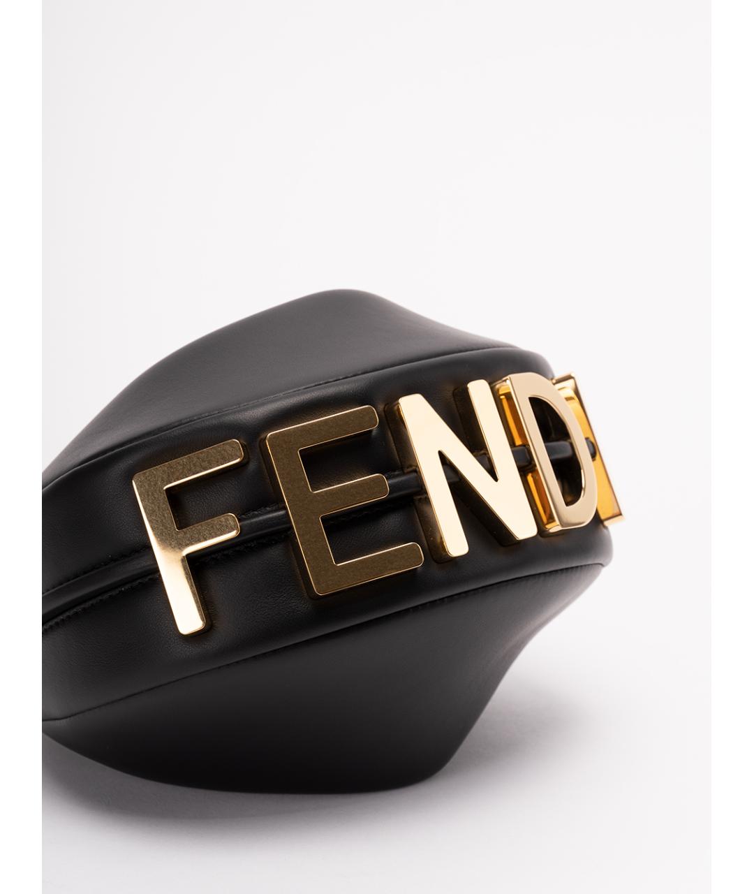 FENDI Черная кожаная сумка с короткими ручками, фото 4