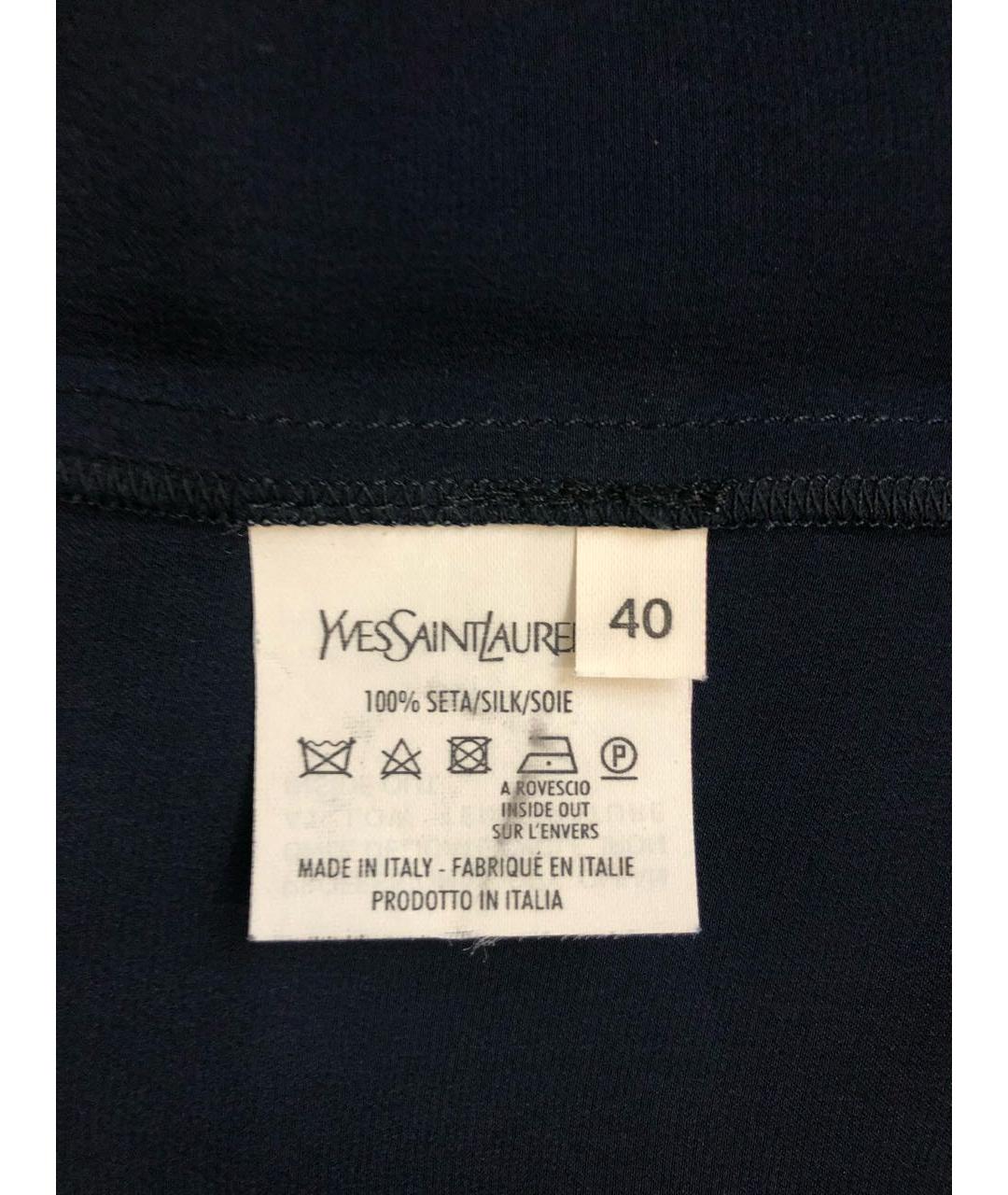 YVES SAINT LAURENT VINTAGE Темно-синее шелковое платье, фото 5