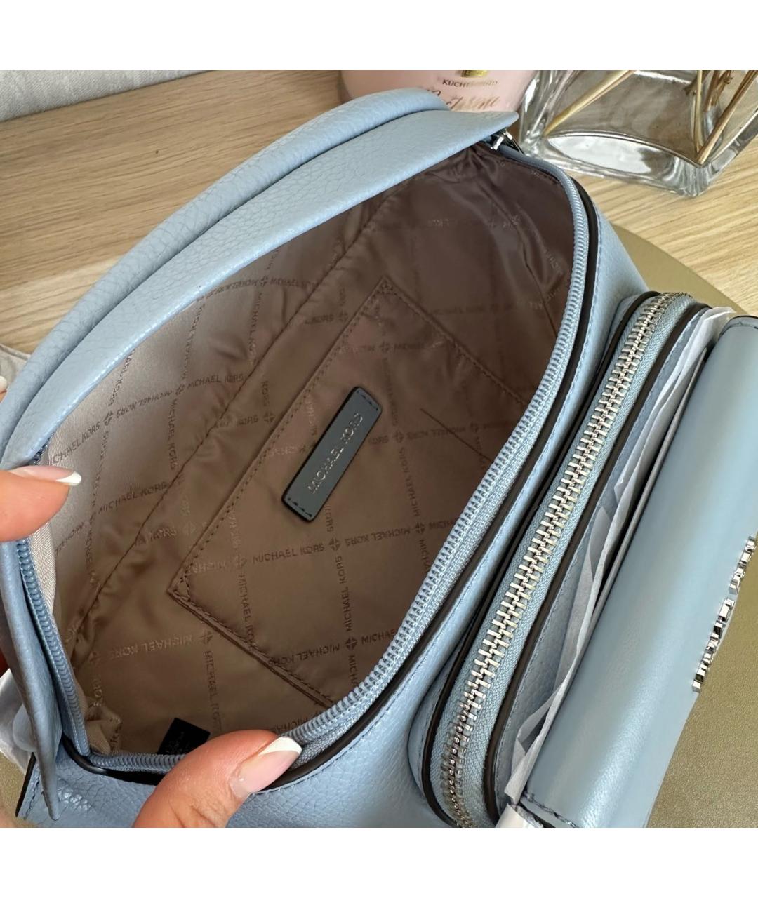 MICHAEL KORS Голубая кожаная поясная сумка, фото 4