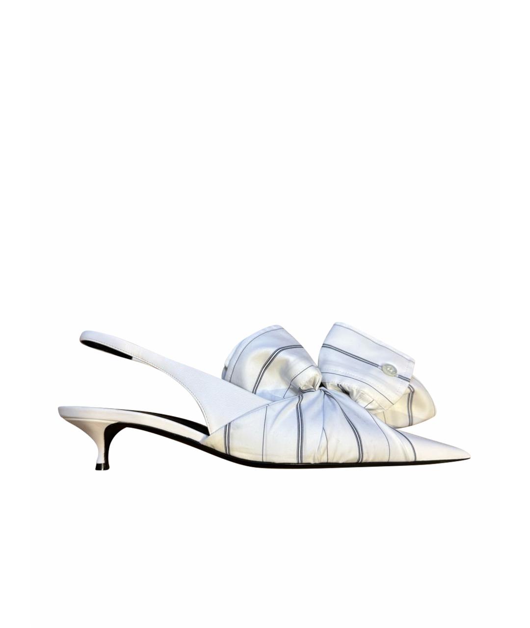 BALENCIAGA Белые кожаные лодочки на низком каблуке, фото 1