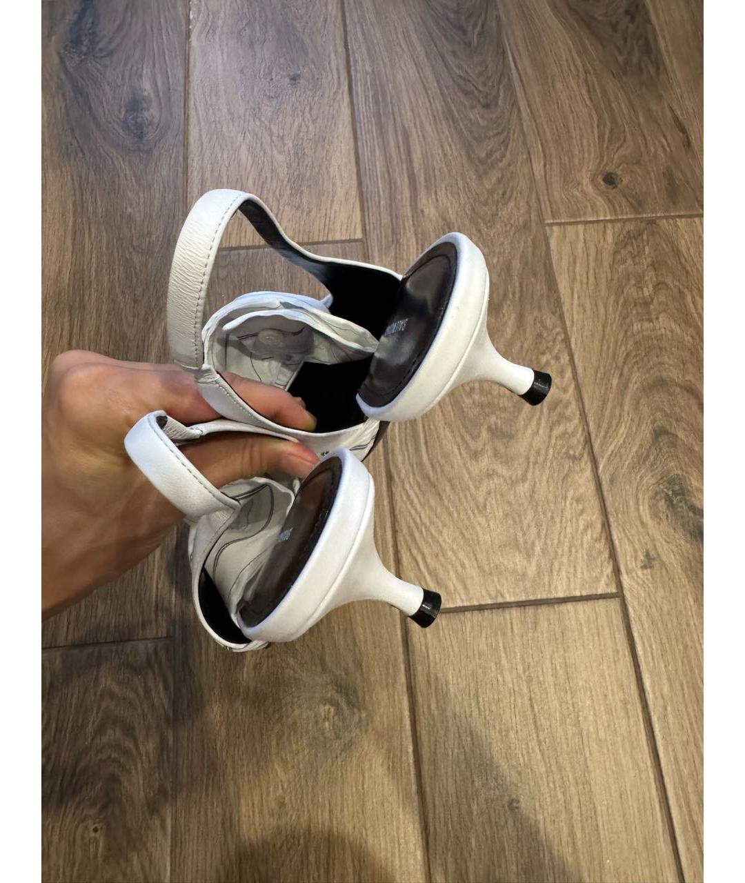 BALENCIAGA Белые кожаные лодочки на низком каблуке, фото 6