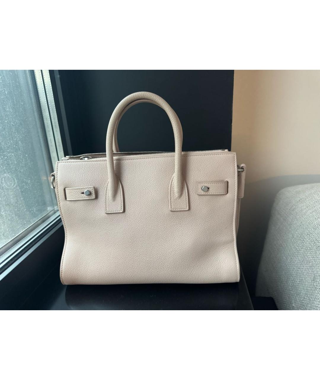 SAINT LAURENT Розовая кожаная сумка тоут, фото 3