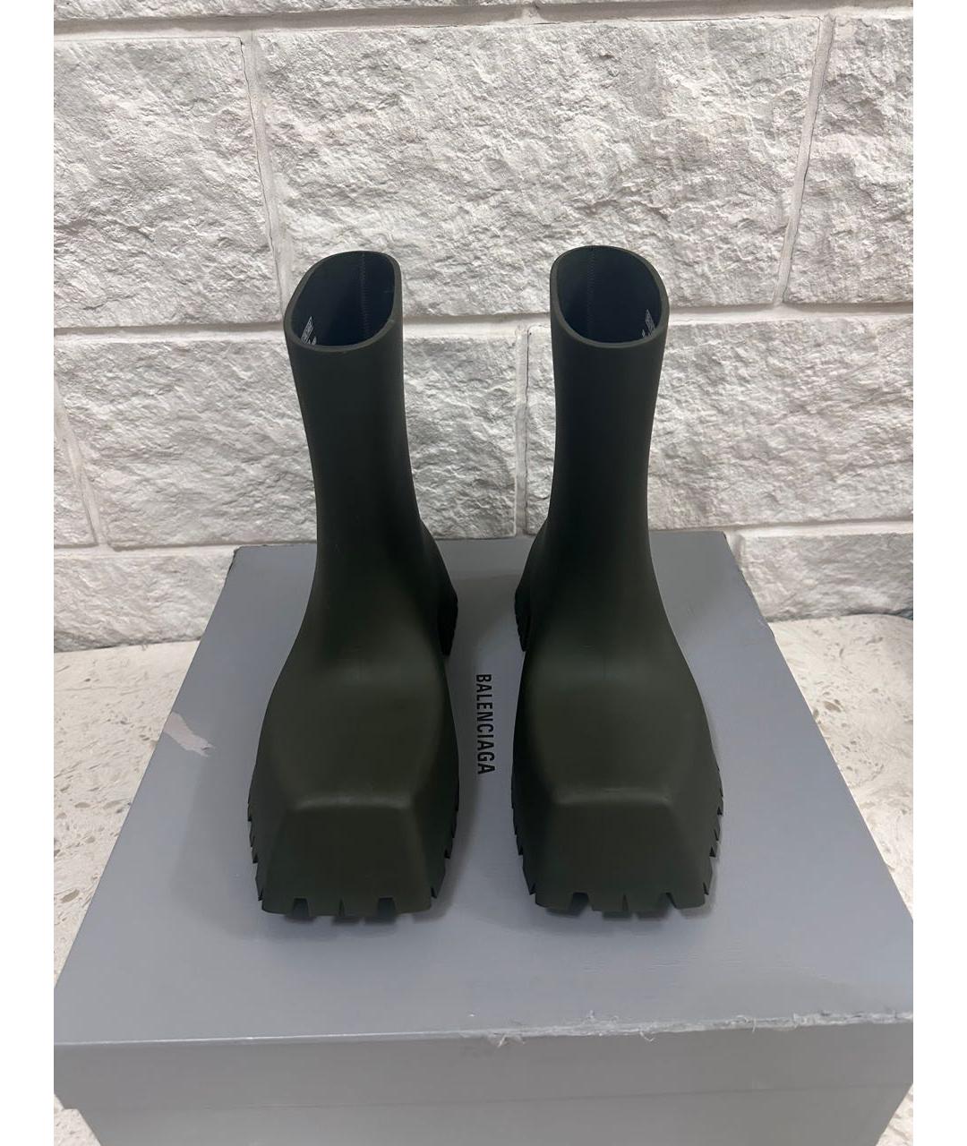 BALENCIAGA Хаки резиновые высокие ботинки, фото 3