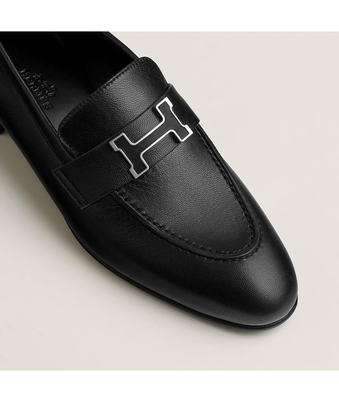 HERMES Черные кожаные лоферы, фото 5