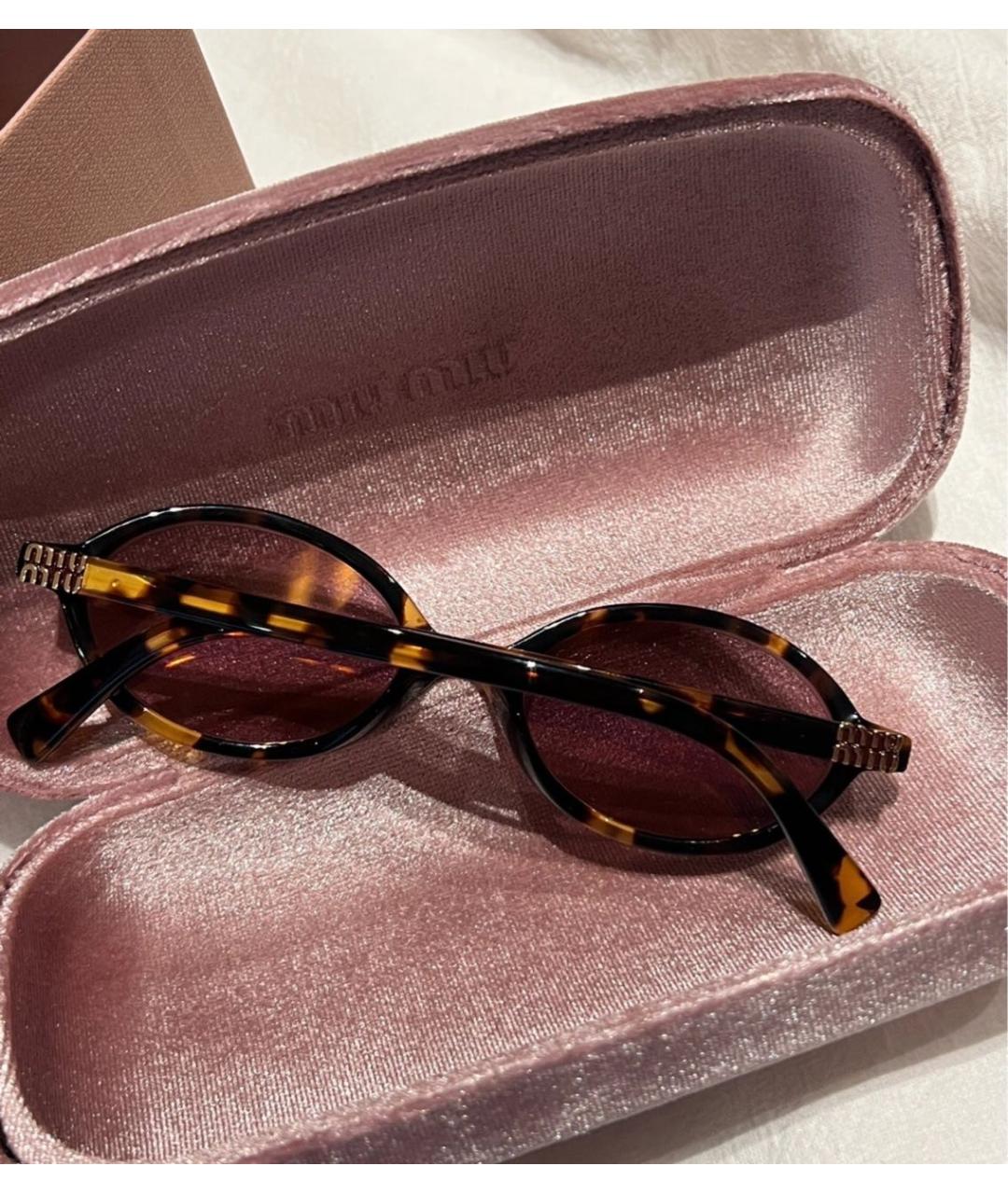 MIU MIU Коричневые пластиковые солнцезащитные очки, фото 6