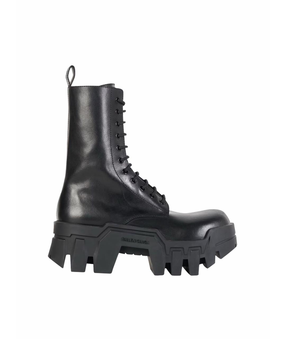 BALENCIAGA Черные кожаные ботинки, фото 1
