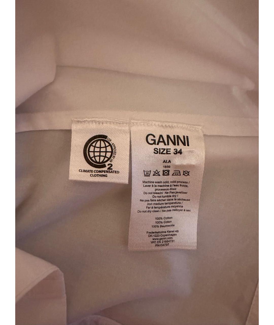 GANNI Белая хлопковая блузы, фото 4