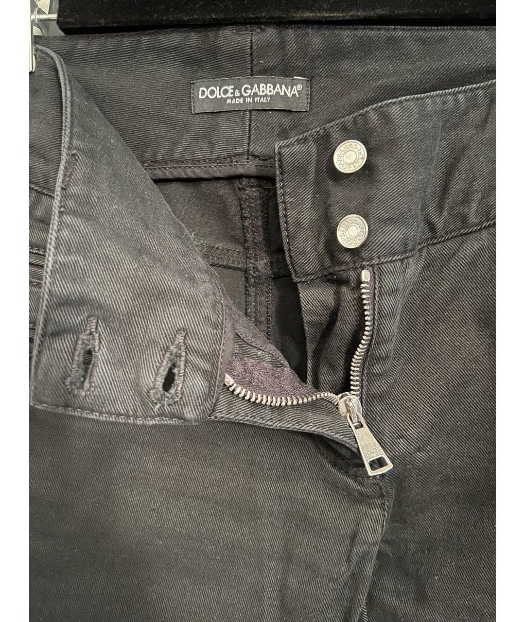 DOLCE&GABBANA Черные хлопковые прямые джинсы, фото 3