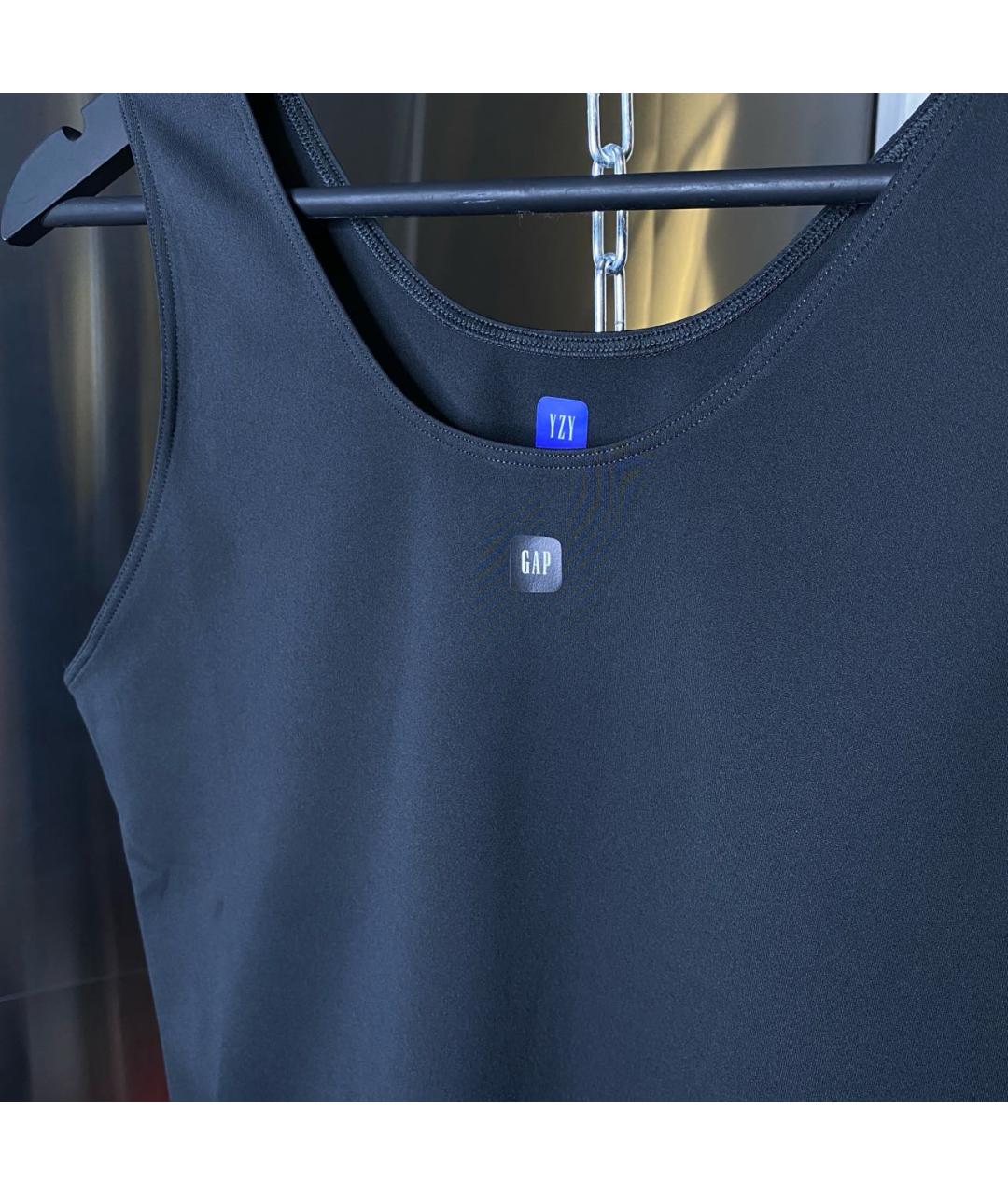 YEEZY Черная хлопко-эластановая майка, фото 4