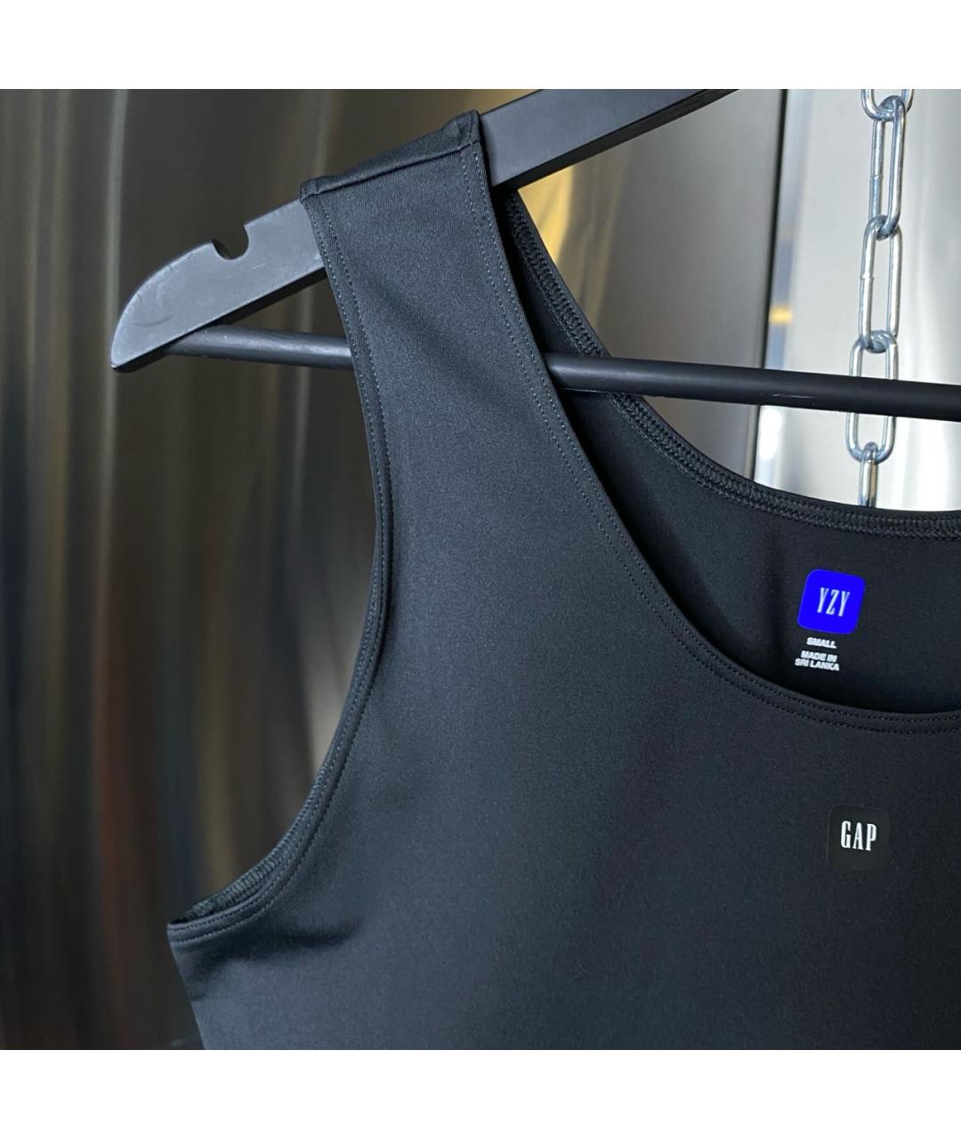 YEEZY Черная хлопко-эластановая майка, фото 5