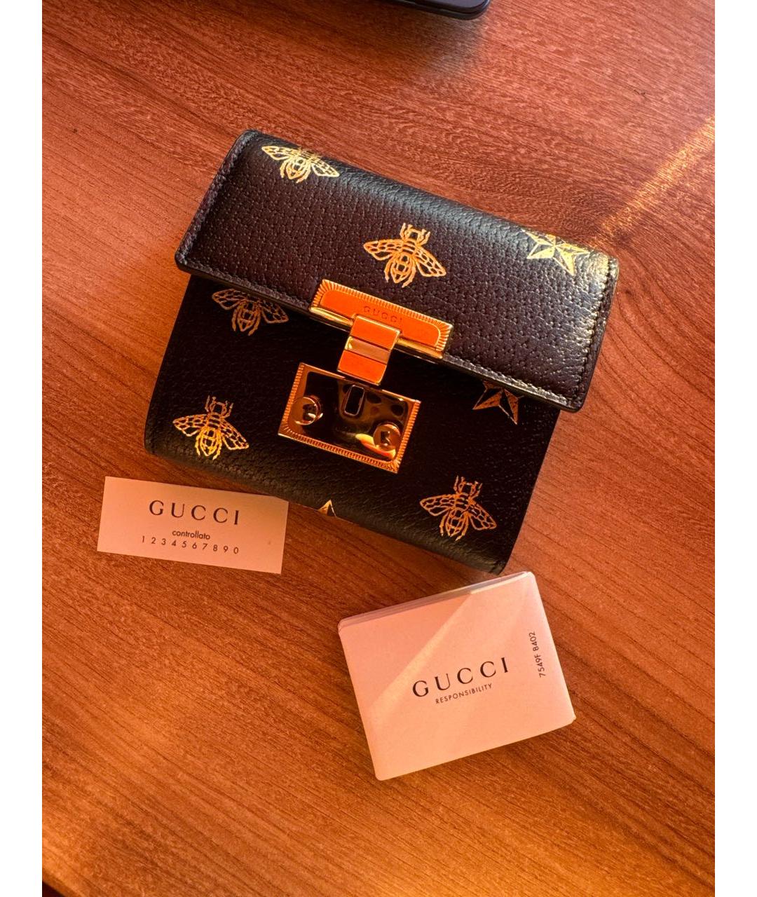 GUCCI Черный кожаный кошелек, фото 8