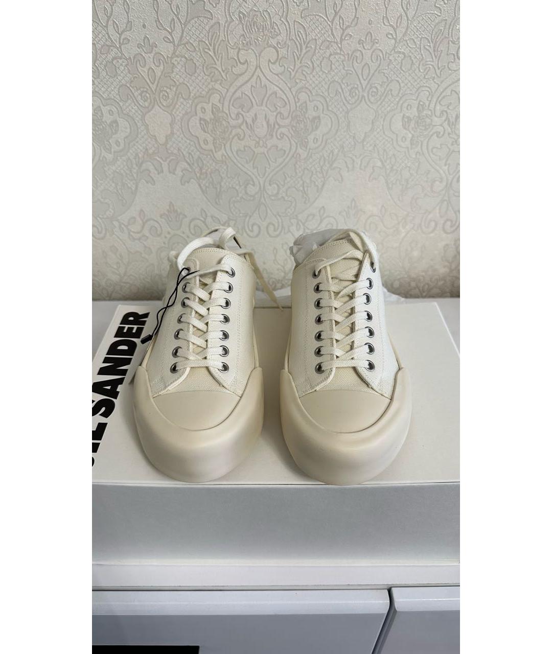 JIL SANDER Белые текстильные кеды, фото 2