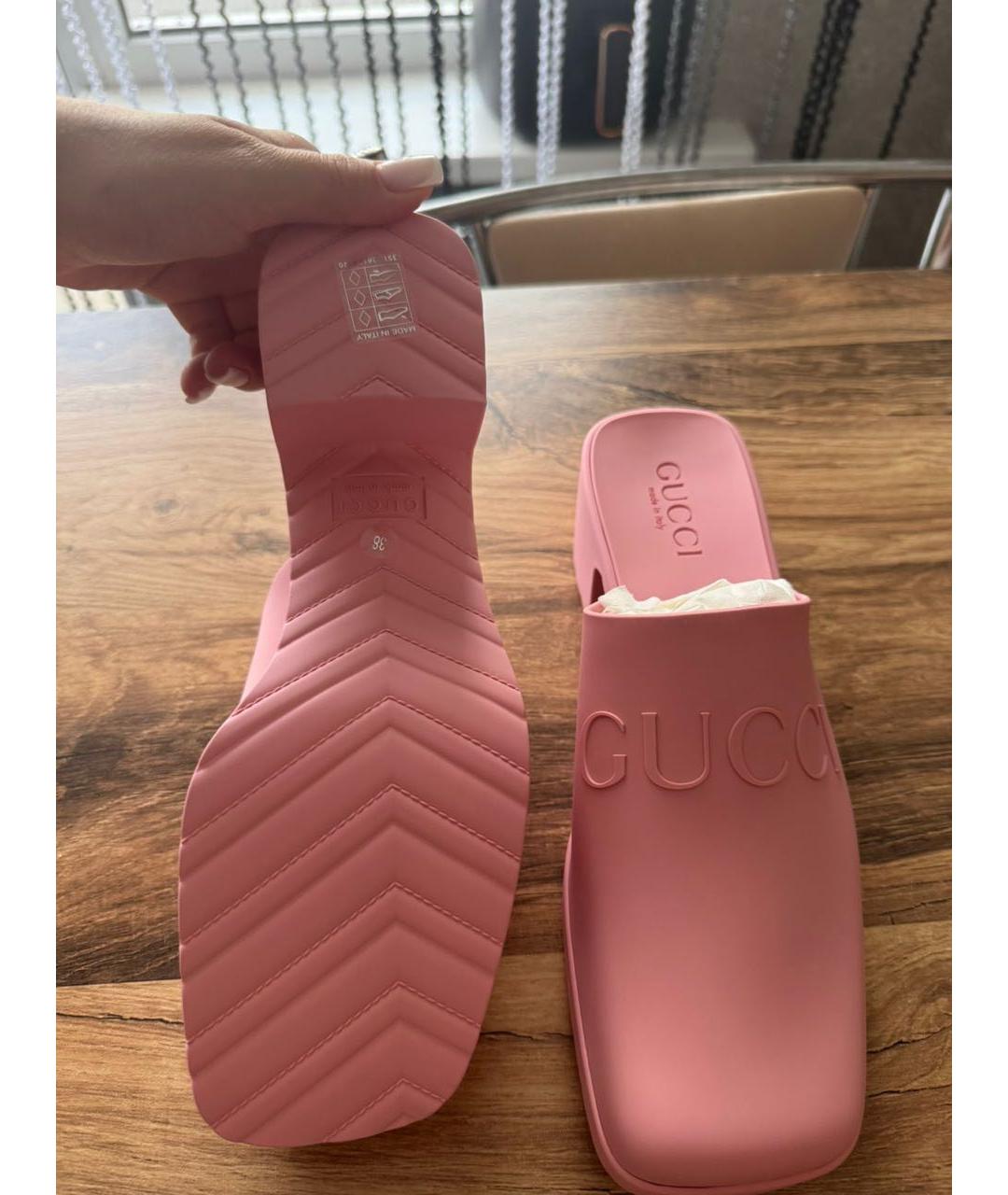 GUCCI Розовые резиновые сабо, фото 6