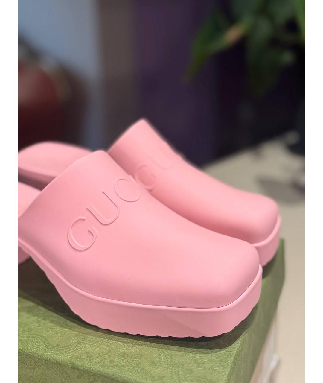 GUCCI Розовые резиновые сабо, фото 4